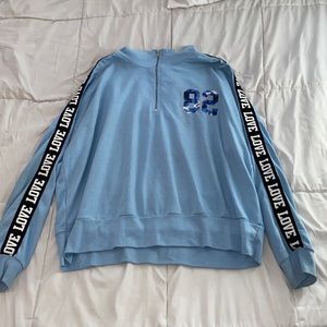 Oversized blue zip up sweatshirt! Soft Polyester size XXXL